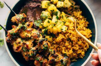 Cilantro Orange Chicken with Rice and Beans Recipe
